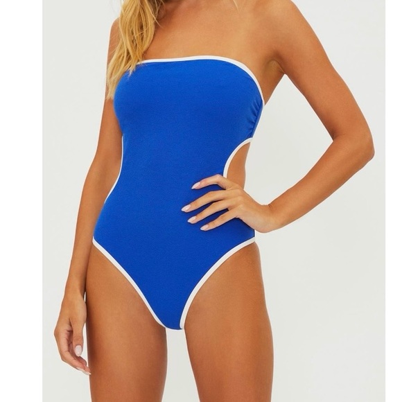 NWT Beach Riot Daphne Blue One-Piece Swimsuit Size M Removable Straps Open Back - Picture 2 of 15
